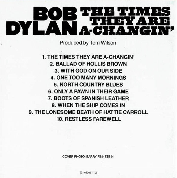 Bob Dylan : The Times They Are A-Changin' (CD, Album, RE)