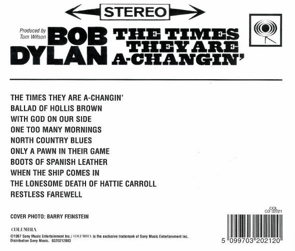 Bob Dylan : The Times They Are A-Changin' (CD, Album, RE)