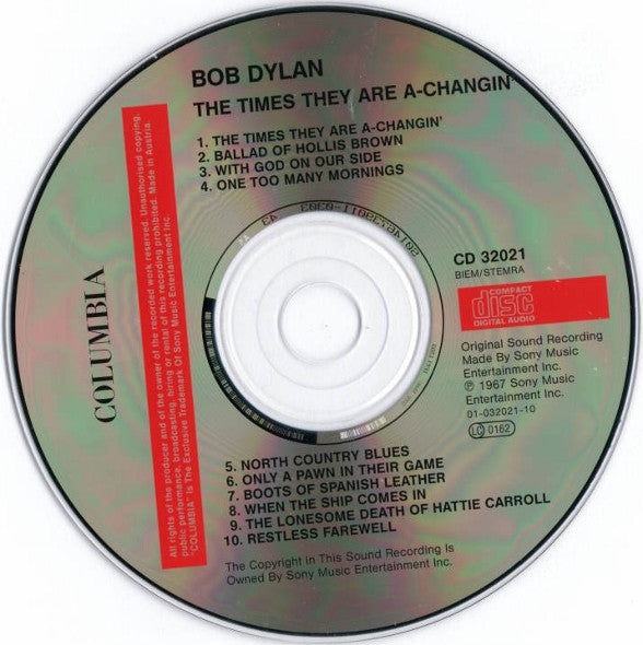 Bob Dylan : The Times They Are A-Changin' (CD, Album, RE)