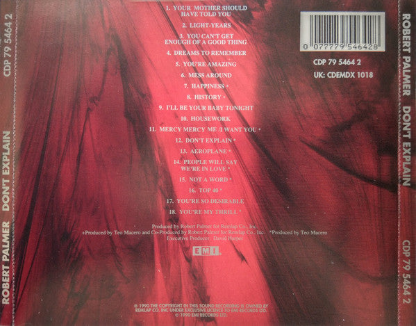 Robert Palmer : Don't Explain (CD, Album, UK )