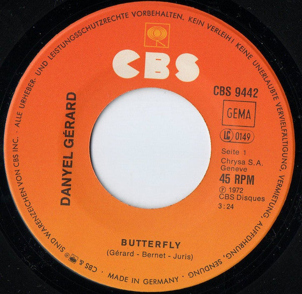 Danyel Gérard : Butterfly / Harlekin (7", Single)