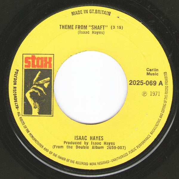 Isaac Hayes : Theme From Shaft (7", Single, Lar)