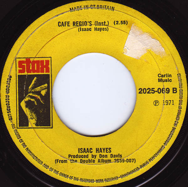 Isaac Hayes : Theme From Shaft (7", Single, Lar)
