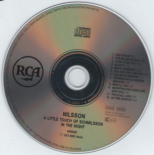 Nilsson* : A Little Touch Of Schmilsson In The Night (CD, Album, RE)