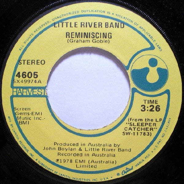 Little River Band : Reminiscing (7", Single, Los)