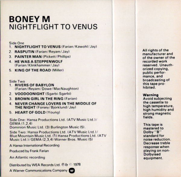 Boney M. : Nightflight To Venus (Cass, Album)