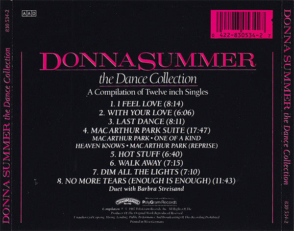 Donna Summer : The Dance Collection (A Compilation Of Twelve Inch Singles) (CD, Comp, PMD)