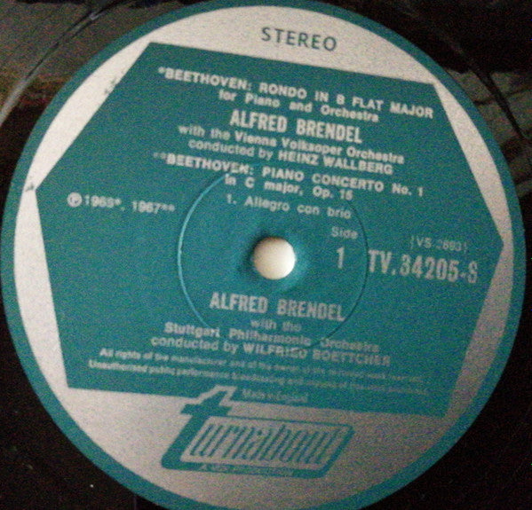 Brendel* Plays Beethoven* : Piano Concerto No.1 In C / Rondo In B Flat (LP)