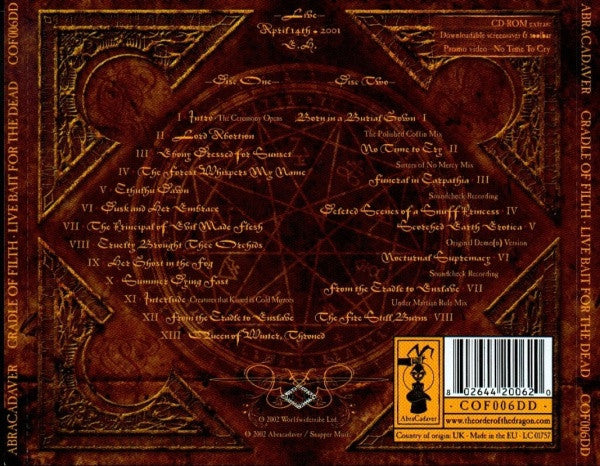 Cradle Of Filth : Live Bait For The Dead (CD + CD, Enh + Album, Sli)