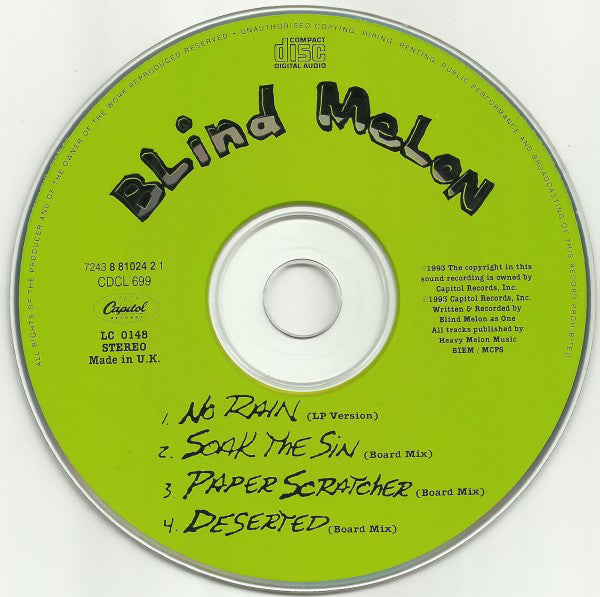 Blind Melon : No Rain (CD, Single)