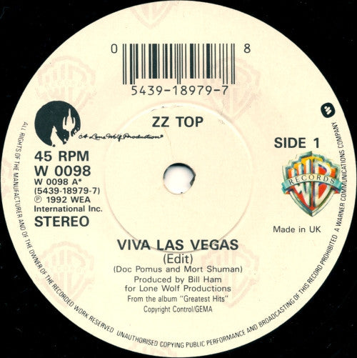 ZZ Top : Viva Las Vegas (7", Single)