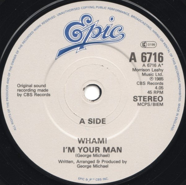 Wham! : I'm Your Man (7", Single)