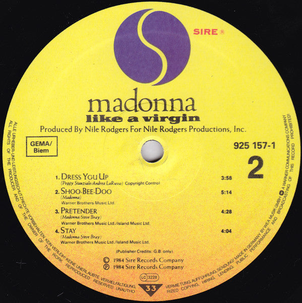 Madonna : Like A Virgin (LP, Album)