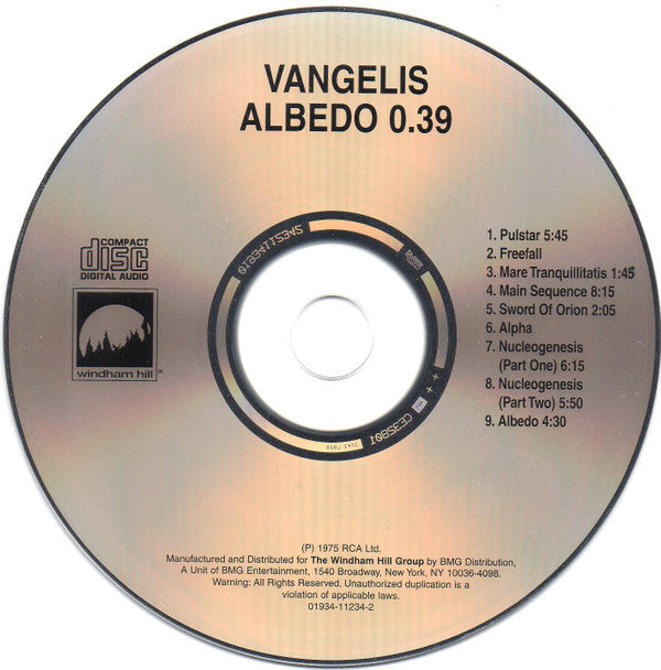 Vangelis : Albedo 0.39 (CD, Album, RE)