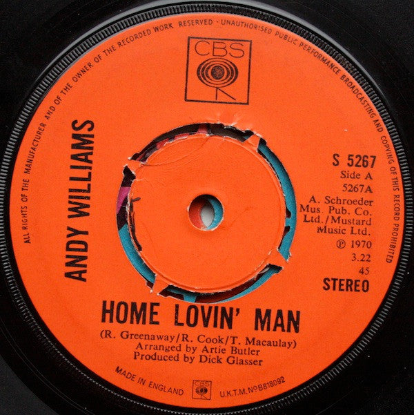 Andy Williams : Home Lovin' Man (7", Single, Pus)