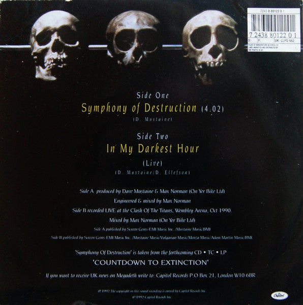 Megadeth : Symphony Of Destruction (7", Ltd, Pic)