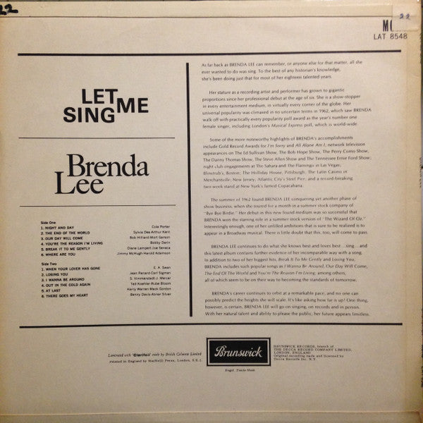 Brenda Lee : ... "Let Me Sing" (LP, Mono)