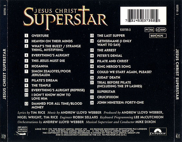 Andrew Lloyd Webber And Tim Rice : Jesus Christ Superstar (2xCD, Album)