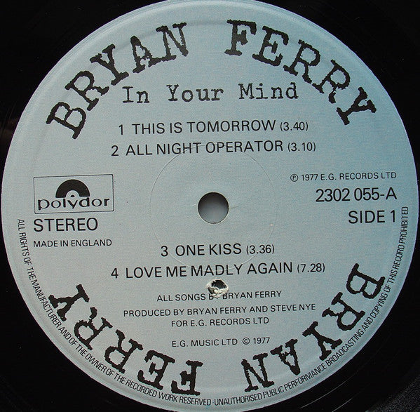 Bryan Ferry : In Your Mind (LP, Album)