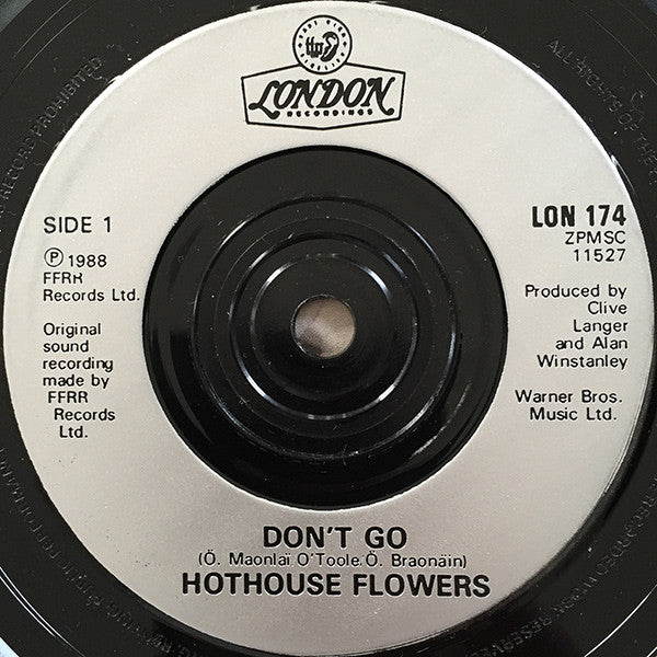 Hothouse Flowers : Don't Go (7", Single, Sil)