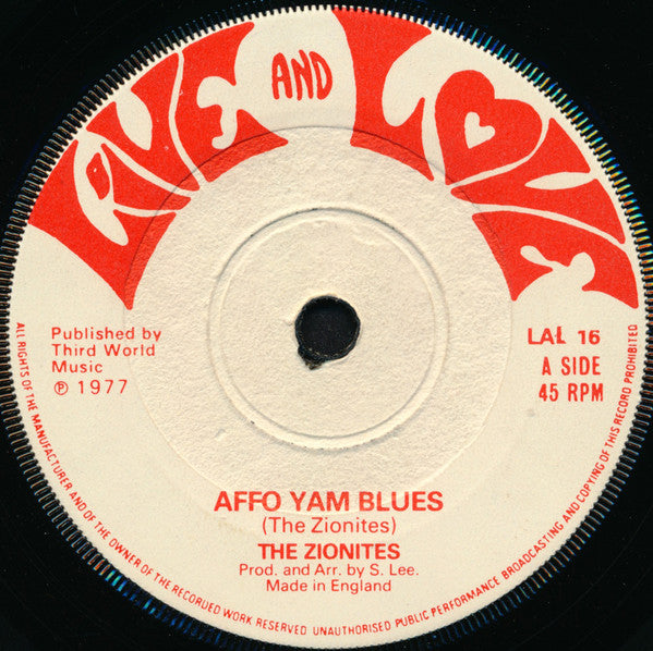 The Zionites : Affo Yam Blues (7")