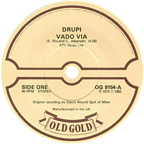 Drupi (2) : Vado Via (7", Single)