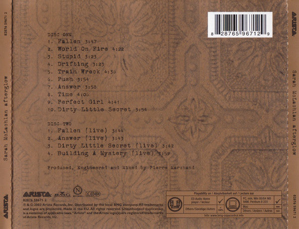 Sarah McLachlan : Afterglow (CD, Album, Copy Prot., Enh + CD, EP, Copy Prot., L)