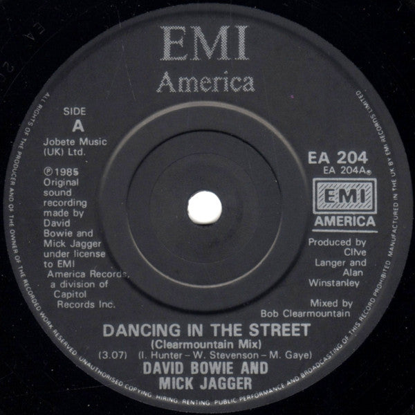 David Bowie And Mick Jagger : Dancing In The Street (7", Single, Bla)