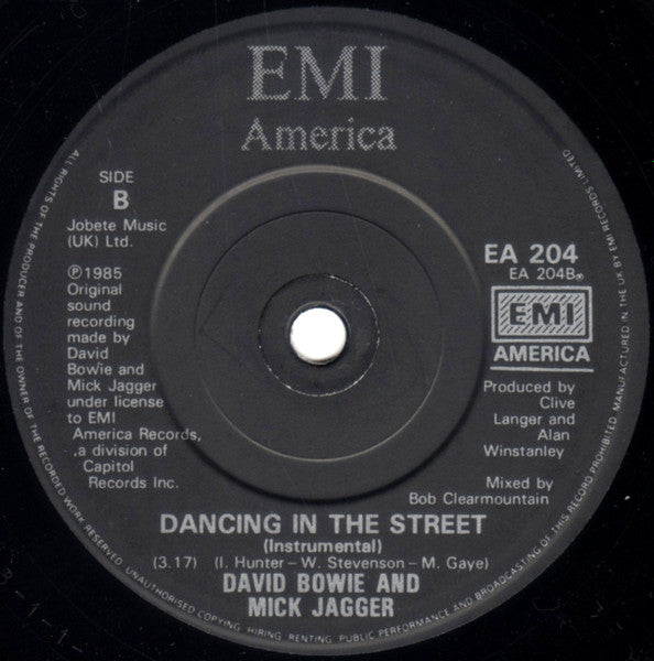 David Bowie And Mick Jagger : Dancing In The Street (7", Single, Bla)