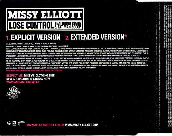 Missy Elliott Featuring Ciara (2) & Fat Man Scoop* : Lose Control (CD, Single)