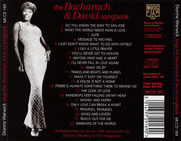 Dionne Warwick : Dionne Warwick Sings The Bacharach & David Songbook (CD, Comp)