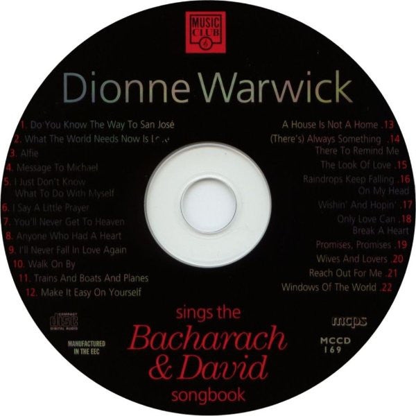 Dionne Warwick : Dionne Warwick Sings The Bacharach & David Songbook (CD, Comp)