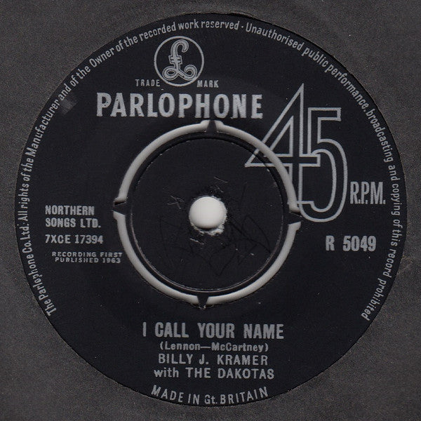 Billy J. Kramer With The Dakotas* : Bad To Me (7", Single, Mono)