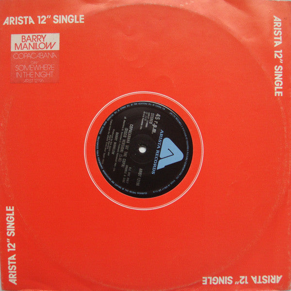 Barry Manilow : Somewhere In The Night / Copacabana (At The Copa) (12", Promo)