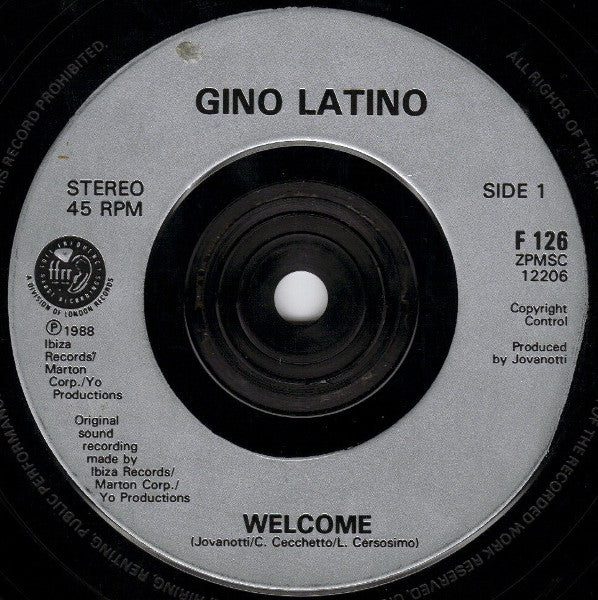 Gino Latino : Welcome (7", Single, Sil)