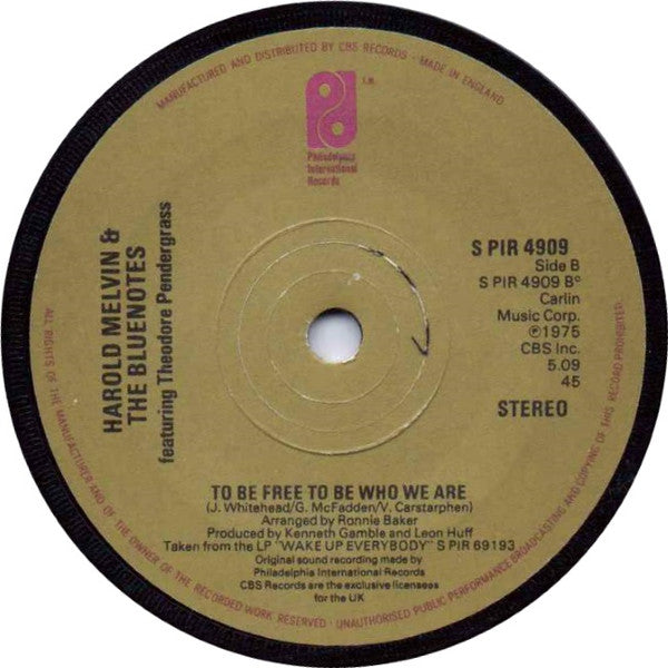 Harold Melvin And The Blue Notes Featuring Teddy Pendergrass : Don't Leave Me This Way (7", Single, Sol)