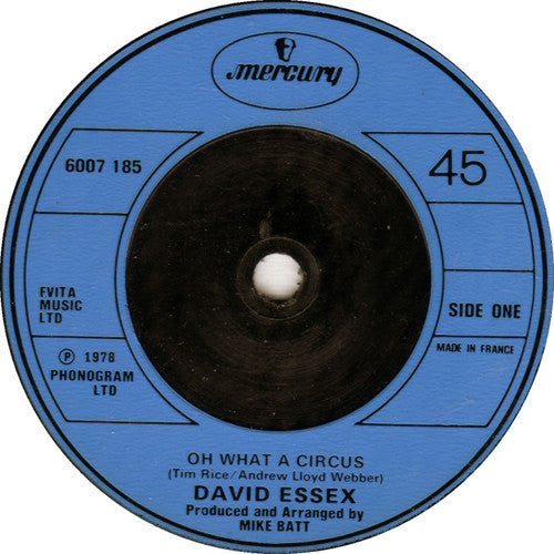 David Essex : Oh What A Circus (7", Single, Blu)