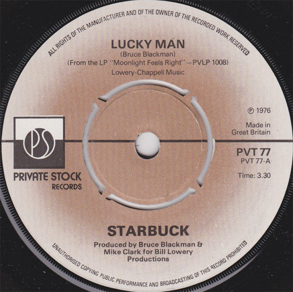 Starbuck (2) : Lucky Man (7", Single)