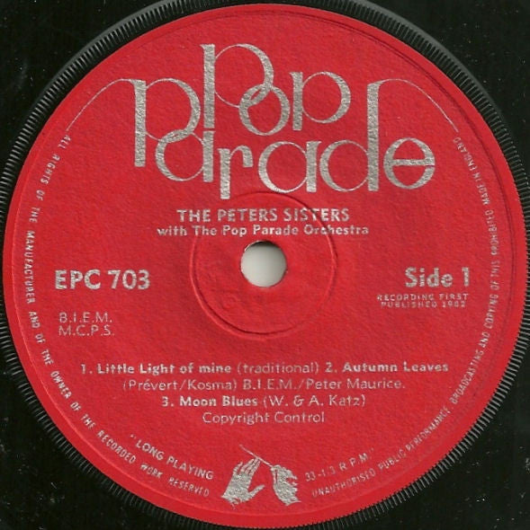 The Peters Sisters* With The Pop Parade Orchestra : The Peters Sisters With The Pop Parade Orchestra (7", EP)