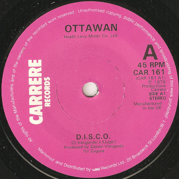 Ottawan : D.I.S.C.O. (7", Single, WEA)