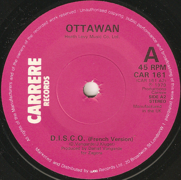 Ottawan : D.I.S.C.O. (7", Single, WEA)