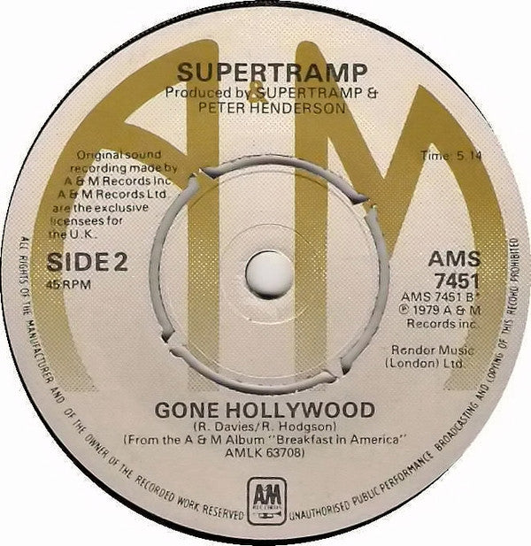 Supertramp : Breakfast In America (7", Single, Kno)