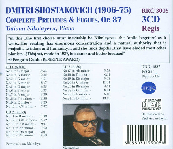 Dmitri Shostakovich, Tatiana Nikolayeva : 24 Preludes & Fugues, Op.87 (3xCD, RM + Box)