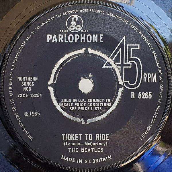 The Beatles : Ticket To Ride (7", Single, Mono)