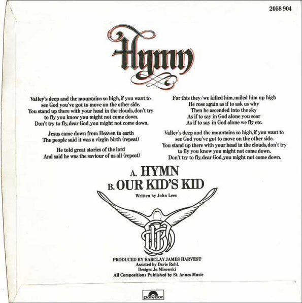 Barclay James Harvest : Hymn  (7", Single)