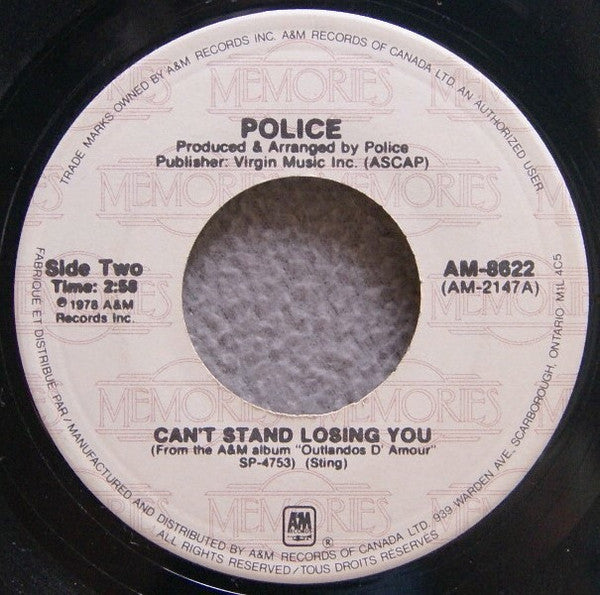 The Police : Roxanne / Can't Stand Losing You (7", Single, RE)