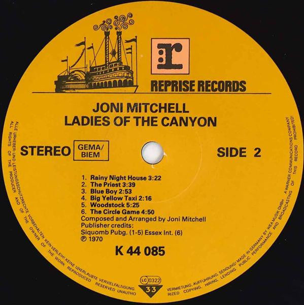 Joni Mitchell : Ladies Of The Canyon (LP, Album, RE)