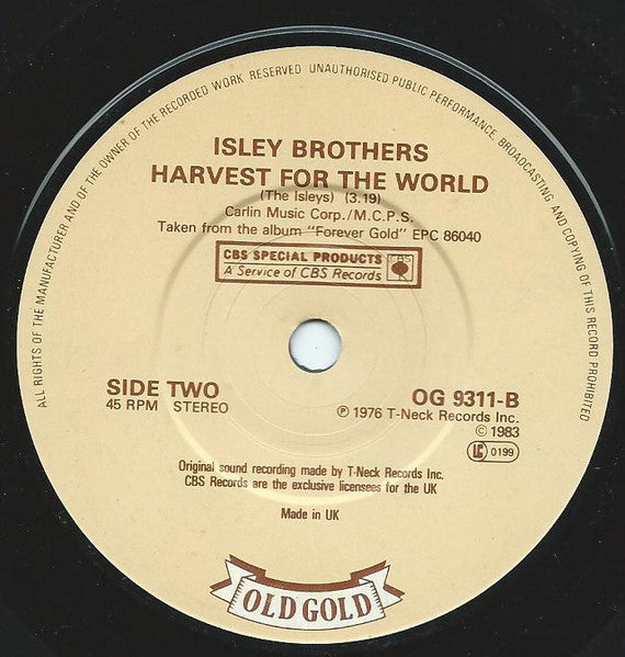 The Isley Brothers : Highways Of My Life / Harvest For The World (7")