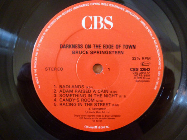 Bruce Springsteen : Darkness On The Edge Of Town (LP, Album, RE)
