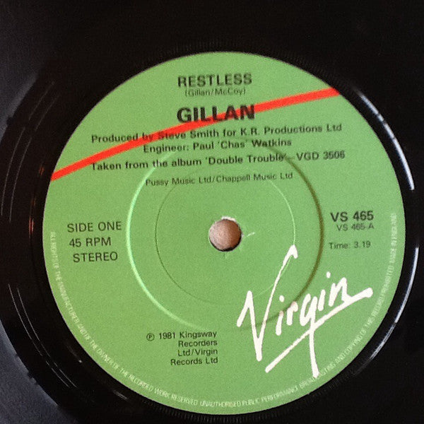 Gillan : Restless (7", Single, Ltd, Pos)